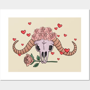 Cow Skull Valentine Posters and Art